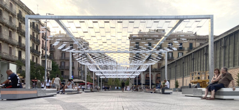 Kinetic cladding pergola